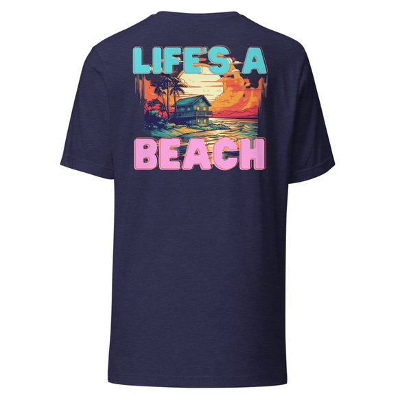 MUDPUPs Lifes A Beach Shirt Salty Vibes Beach Bum Shirt Beach Coverup Surfer Tee - Picture 11 of 11